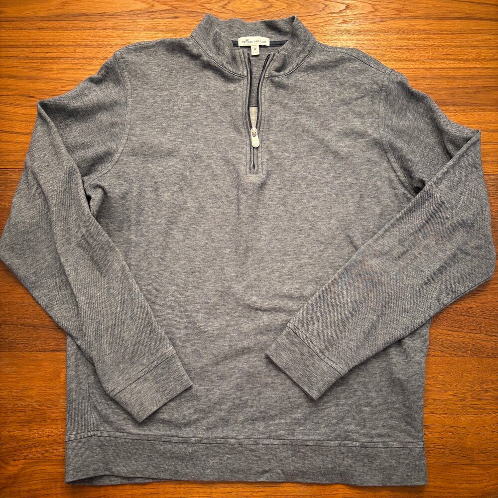 Peter Millar Men's Blue 1/4 zip pull over sweater size Medium